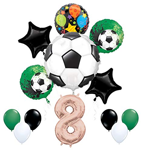 Mayflower Products Soccer Party Supplies 8th Birthday Girls Goal Getter Balloon Bouquet Decorations - Rose Gold 8