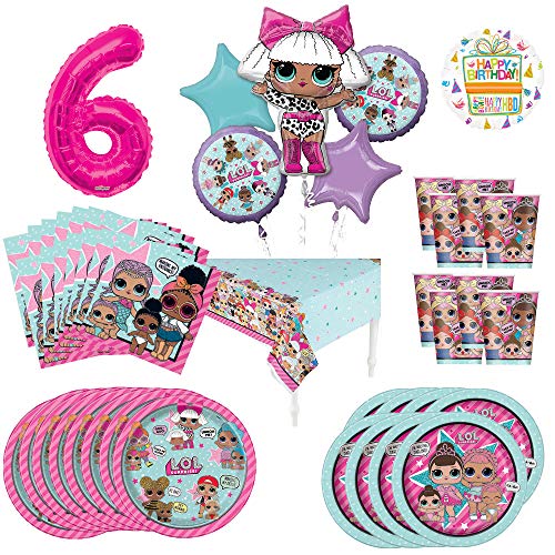 L.O.L. Surprise! 6th Birthday Party Supplies 8 Guest Decoration Kit and Balloon Bouquet