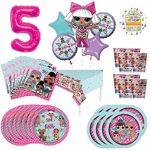 L.O.L. Surprise! 5th Birthday Party Supplies 8 Guest Decoration Kit and Balloon Bouquet