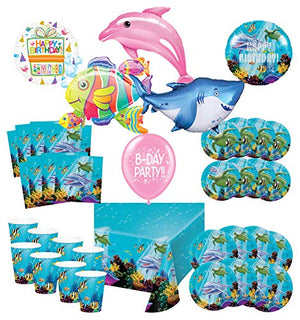 Mayflower Products Under The Sea Birthday Party Supplies 8 Guest Entertainment kit and Ocean Animals Balloon Bouquet Decorations