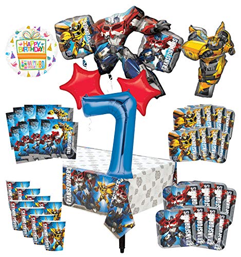 Transformers 7th Birthday Party Supplies 8 Guest Decoration Kit and Balloon Bouquet -