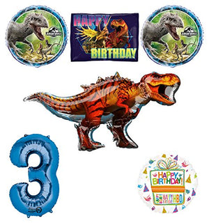 Jurassic World Dinosaur 3rd Birthday Party Supplies and Balloon Decorations