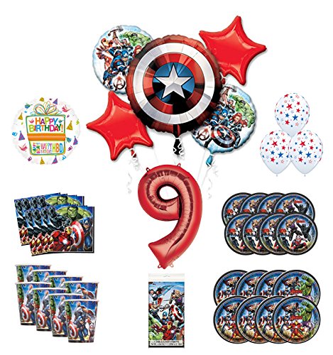 Mayflower Products Avengers 9th Birthday Party Supplies and 8 Guest Balloon Decoration Kit