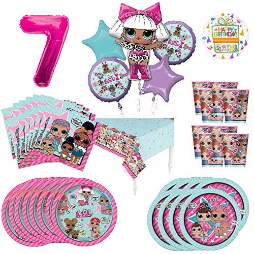 L.O.L. Surprise! 7th Birthday Party Supplies 8 Guest Decoration Kit and Balloon Bouquet