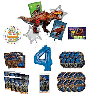 Mayflower Products Jurassic World 4th Birthday Party Supplies and 8 Guest Balloon Decoration Kit