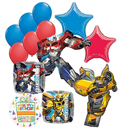 Transformers Birthday Party Supplies 13pc Optimus Prime and Bumble Bee Balloon Bouquet Decorations