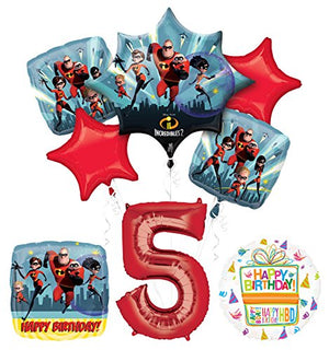 Incredibles 2 party supplies 5th Birthday Balloon Bouquet Decorations