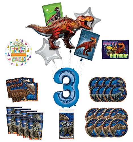 Mayflower Products Jurassic World 3rd Birthday Party Supplies and 8 Guest Balloon Decoration Kit