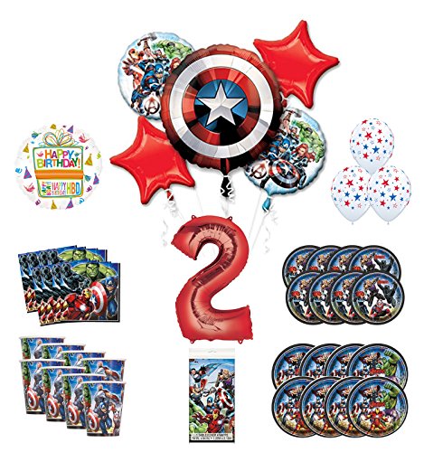 Mayflower Products Avengers 2nd Birthday Party Supplies and 8 Guest Balloon Decoration Kit