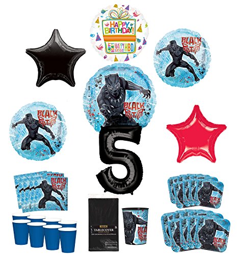 Black Panther Party Supplies 8 Guests 5th Birthday Balloon Bouquet Decorations
