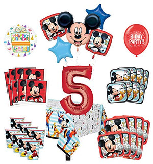 Mayflower Products Mickey Mouse and Friends 5th Birthday Party Supplies 8 Guest Decoration Kit and Balloon Bouquet