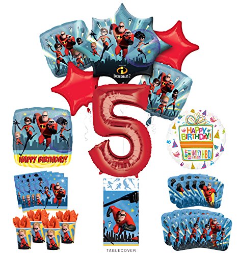 Incredibles Party Supplies 8 Guests 5th Birthday Balloon Bouquet Decorations