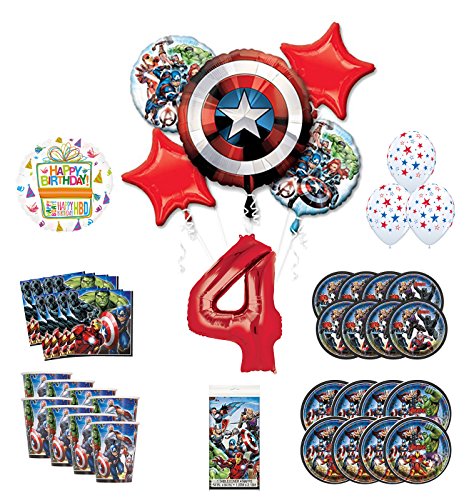 Mayflower Products Avengers 4th Birthday Party Supplies and 8 Guest Balloon Decoration Kit