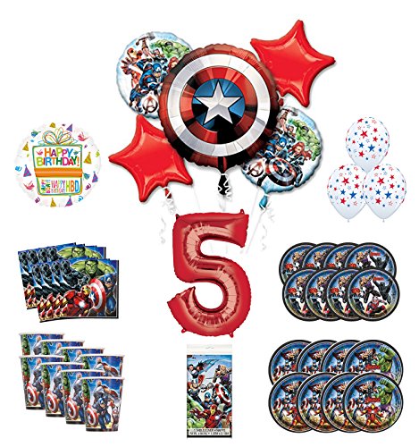 Mayflower Products Avengers 5th Birthday Party Supplies and 8 Guest Balloon Decoration Kit