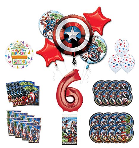 Mayflower Products Avengers 6th Birthday Party Supplies and 8 Guest Balloon Decoration Kit