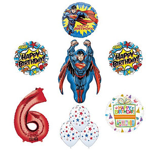 Superman 6th Birthday Party Supplies and Balloon Decorations
