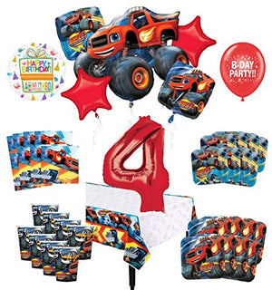 Mayflower Products Blaze and The Monster Machines 4th Birthday Party Supplies 8 Guest Decoration Kit and Balloon Bouquet