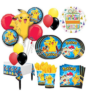 The Ultimate 16 Guest 94pc Pokemon Pikachu Birthday Party Supplies and Balloon Decoration Kit