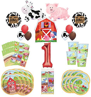 Farm Animal Party Supplies 8 Guests 1st Birthday Balloon Bouquet Decorations
