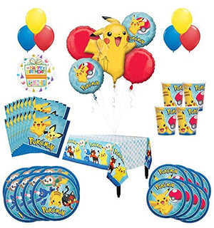 Pokemon Birthday Party Supplies and 16 Guest 94pc Balloon Decoration Kit