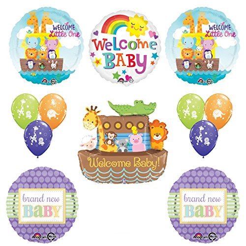 Betallic Noahs Ark Cute and Cuddly Jungle Animal Latex Welcome Baby Baby Shower Party Supplies and Balloon Decorations