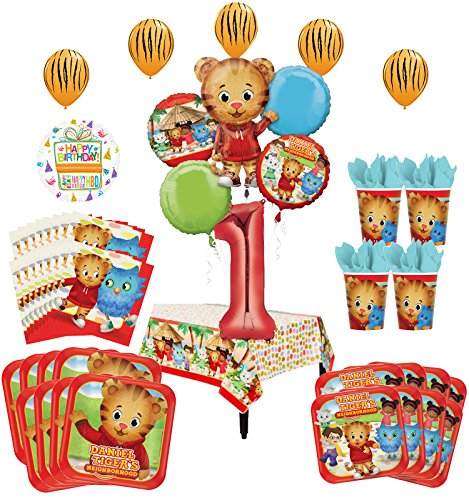 Daniel Tiger Neighborhood 1st Birthday Party Supplies and 8 Guest 53pc Balloon Decoration Kit