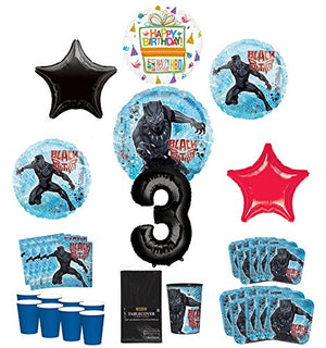 Black Panther Party Supplies 8 Guests 3rd Birthday Balloon Bouquet Decorations
