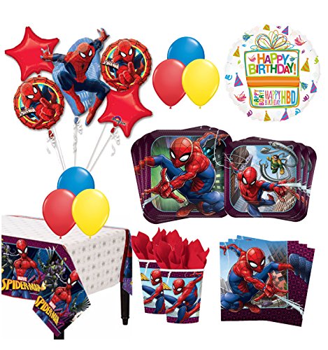 The Ultimate 16 Guest 94pc Spider-Man Birthday Party Supplies and Balloon Decoration Kit