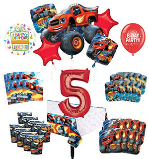 Mayflower Products Blaze and The Monster Machines 5th Birthday Party Supplies 8 Guest Decoration Kit and Balloon Bouquet
