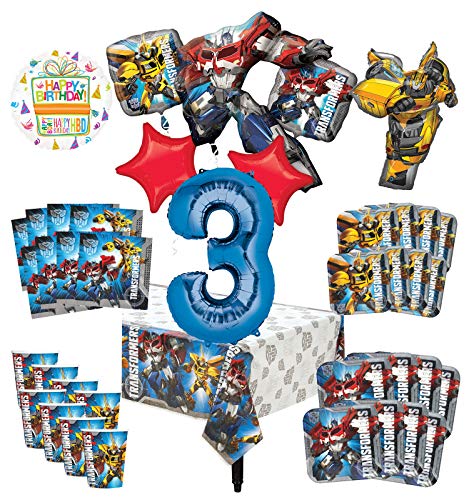 Transformers 3rd Birthday Party Supplies 8 Guest Decoration Kit and Balloon Bouquet -