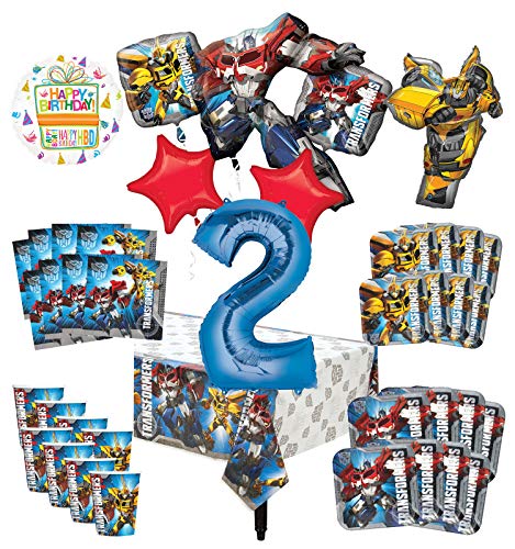 Transformers 2nd Birthday Party Supplies 8 Guest Decoration Kit and Balloon Bouquet