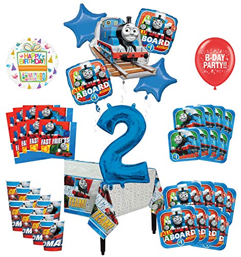 Mayflower Products Thomas The Train Tank Engine 2nd Birthday Party Supplies 8 Guest Decoration Kit and Balloon Bouquet
