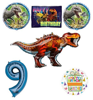 Jurassic World Dinosaur 9th Birthday Party Supplies and Balloon Decorations