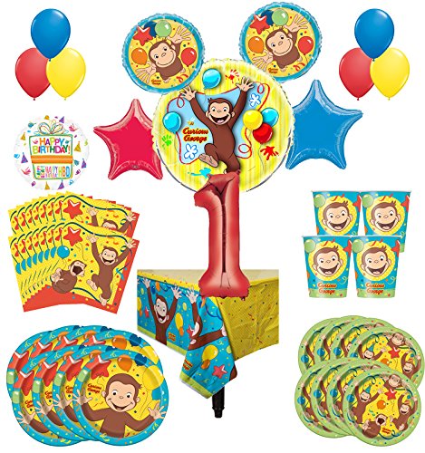 Curious George Party Supplies 8 Guest Kit 1st Birthday Balloon Bouquet Decorations