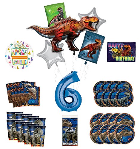 Mayflower Products Jurassic World 6th Birthday Party Supplies and 8 Guest Balloon Decoration Kit