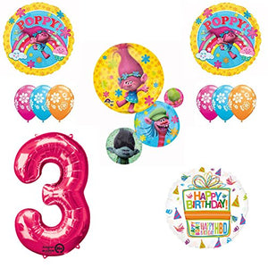 TROLLS Movie 3rd Happy Birthday Party Balloons Decoration Supplies Poppy Branch Movie