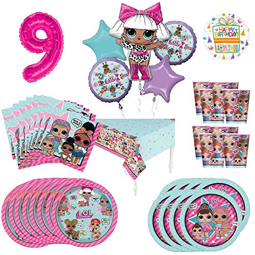 L.O.L. Surprise! 9th Birthday Party Supplies 8 Guest Decoration Kit and Balloon Bouquet