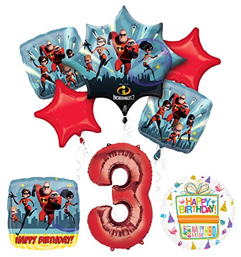 Incredibles 2 party supplies 3rd Birthday Balloon Bouquet Decorations