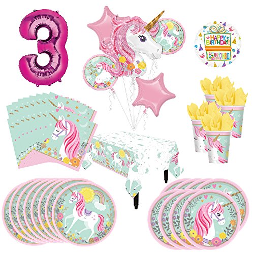 Magical Unicorn Party Supplies 8 Guests 3rd Birthday Balloon Bouquet Decorations