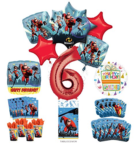 Incredibles Party Supplies 8 Guests 6th Birthday Balloon Bouquet Decorations