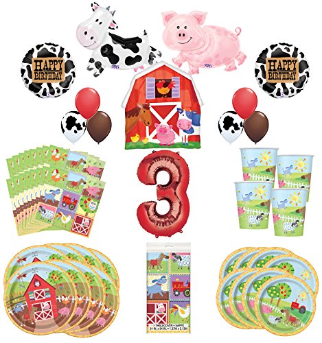 Farm Animal Party Supplies 8 Guests 3rd Birthday Balloon Bouquet Decorations