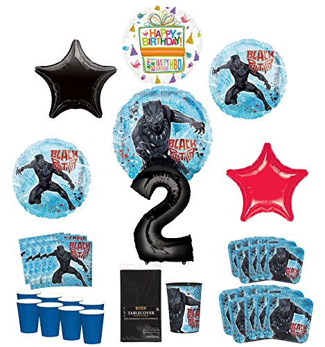 Black Panther Party Supplies 8 Guests 2nd Birthday Balloon Bouquet Decorations