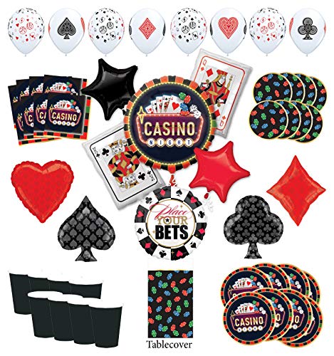 Mayflower Products Casino Night Party Supplies 8 Guest kit and Playing Card Suits Balloon Bouquet Decorations