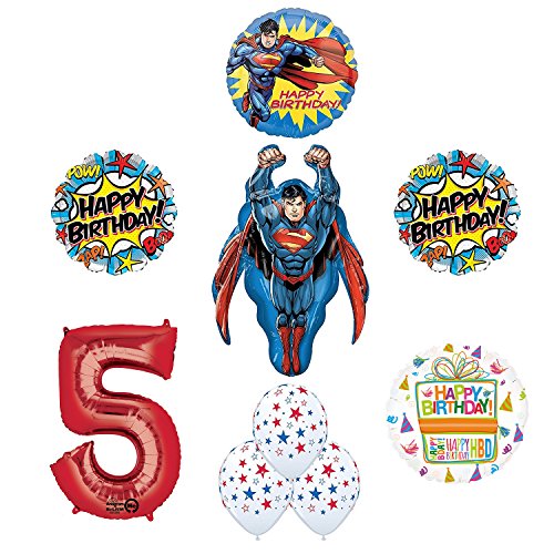 Superman 5th Birthday Party Supplies and Balloon Decorations