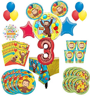 Curious George Party Supplies 8 Guest Kit 3rd Birthday Balloon Bouquet Decorations