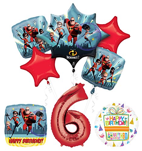 Incredibles 2 party supplies 6th Birthday Balloon Bouquet Decorations