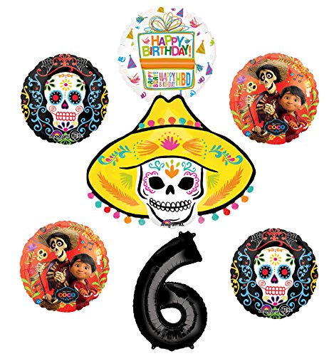 Coco Party Supplies 6th Birthday Balloon Bouquet Decorations