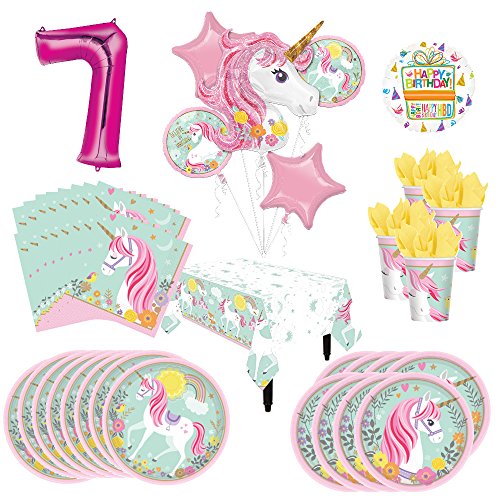 Magical Unicorn Party Supplies 8 Guests 7th Birthday Balloon Bouquet Decorations