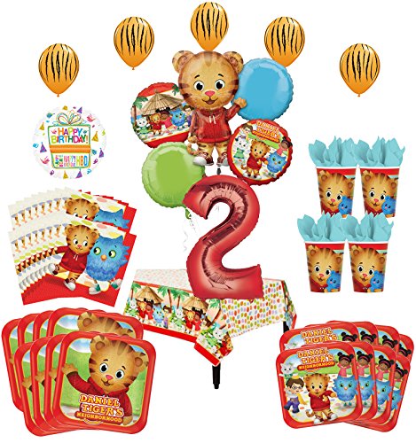 Daniel Tiger Neighborhood 2nd Birthday Party Supplies and 8 Guest 53pc Balloon Decoration Kit