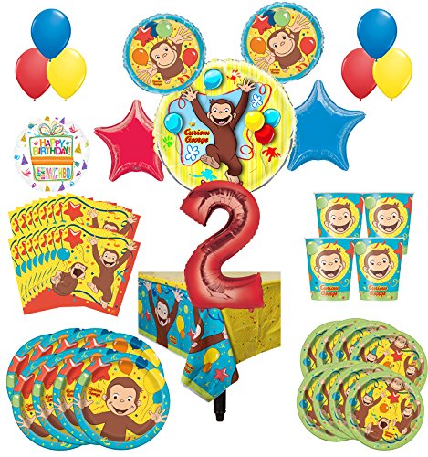 Curious George Party Supplies 8 Guest Kit 2nd Birthday Balloon Bouquet Decorations